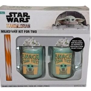 Star Wars The Mandalorian Milkshake Kit For Two Grogu Baby‎ Yoda Mason Jars New